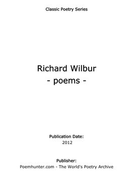 Richard Wilbur - Poems