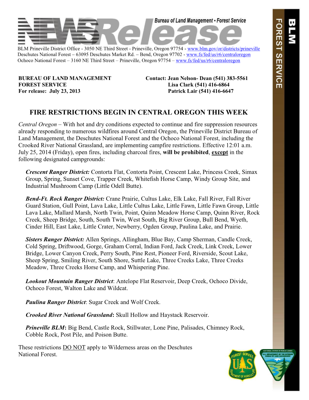 Fire Restrictions Begin in Central Oregon This Week