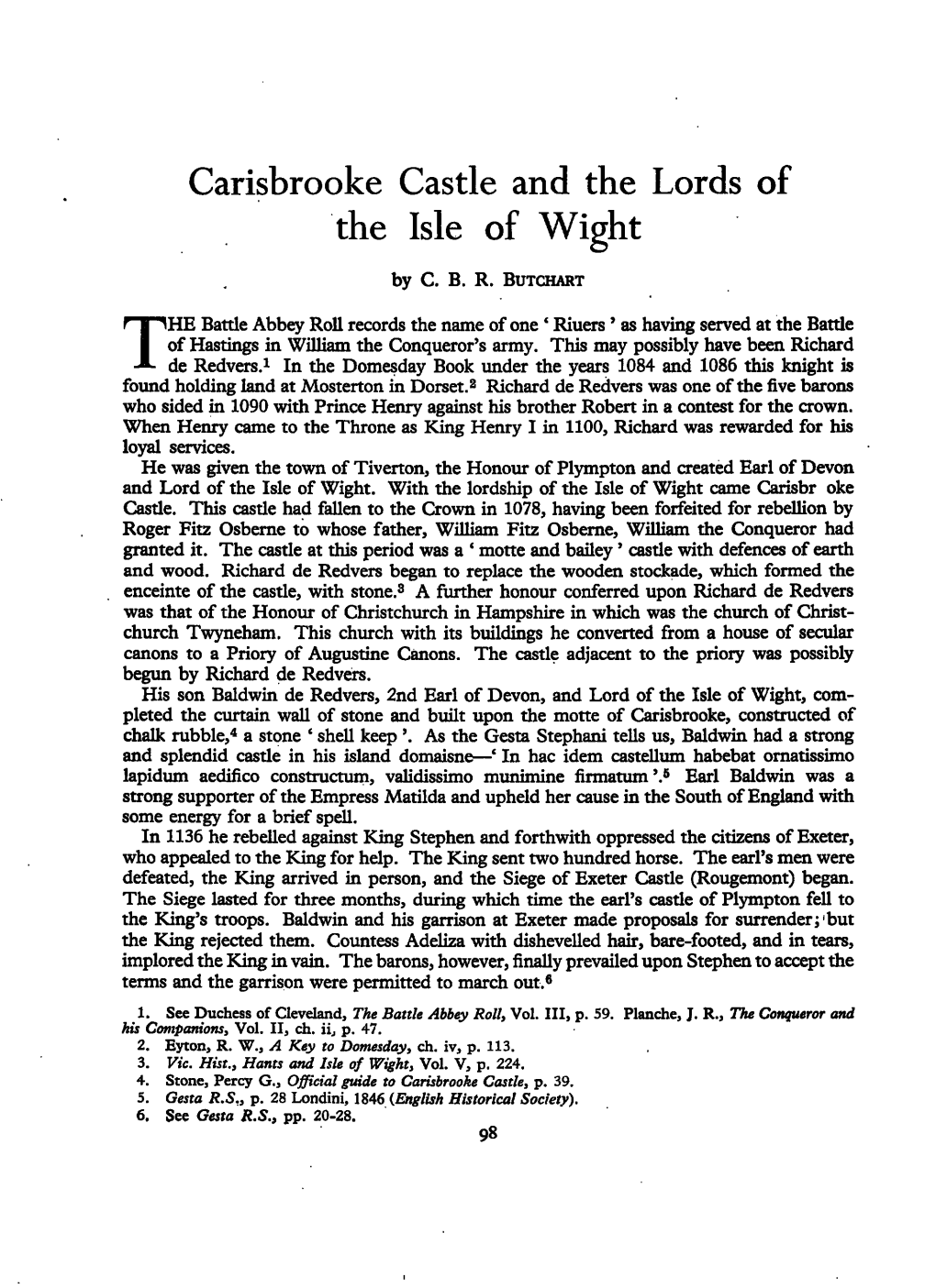 Carisbrooke Castle and the Lords of the Isle of Wight