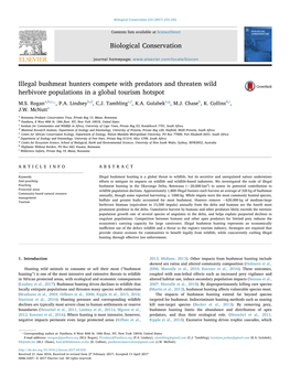 Rogan Et Al 2017 Illegal Bushmeat Hunters Compete with Predators And