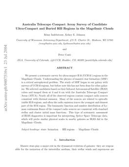 Arxiv:Astro-Ph/0407516V1 23 Jul 2004