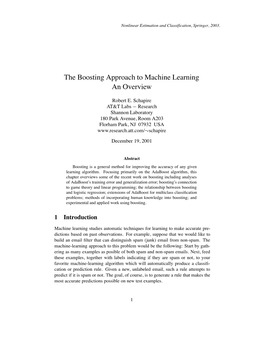 The Boosting Apporach to Machine Learning