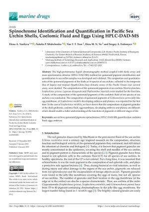 Spinochrome Identification and Quantification in Pacific Sea Urchin