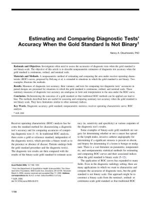 Estimating and Comparing Diagnostic Tests' Accuracy When the Gold