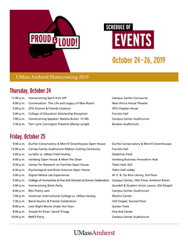 EVENTS October 24–26, 2019