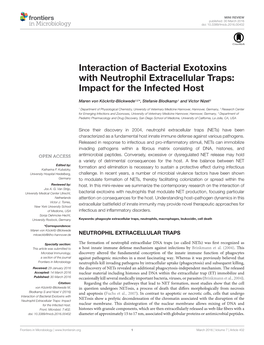 Interaction of Bacterial Exotoxins with Neutrophil Extracellular Traps: Impact for the Infected Host