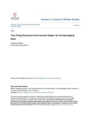 Two Firing Structures from Ancient Sudan: an Archaeological Note