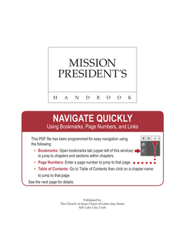 Mission President's Handbook