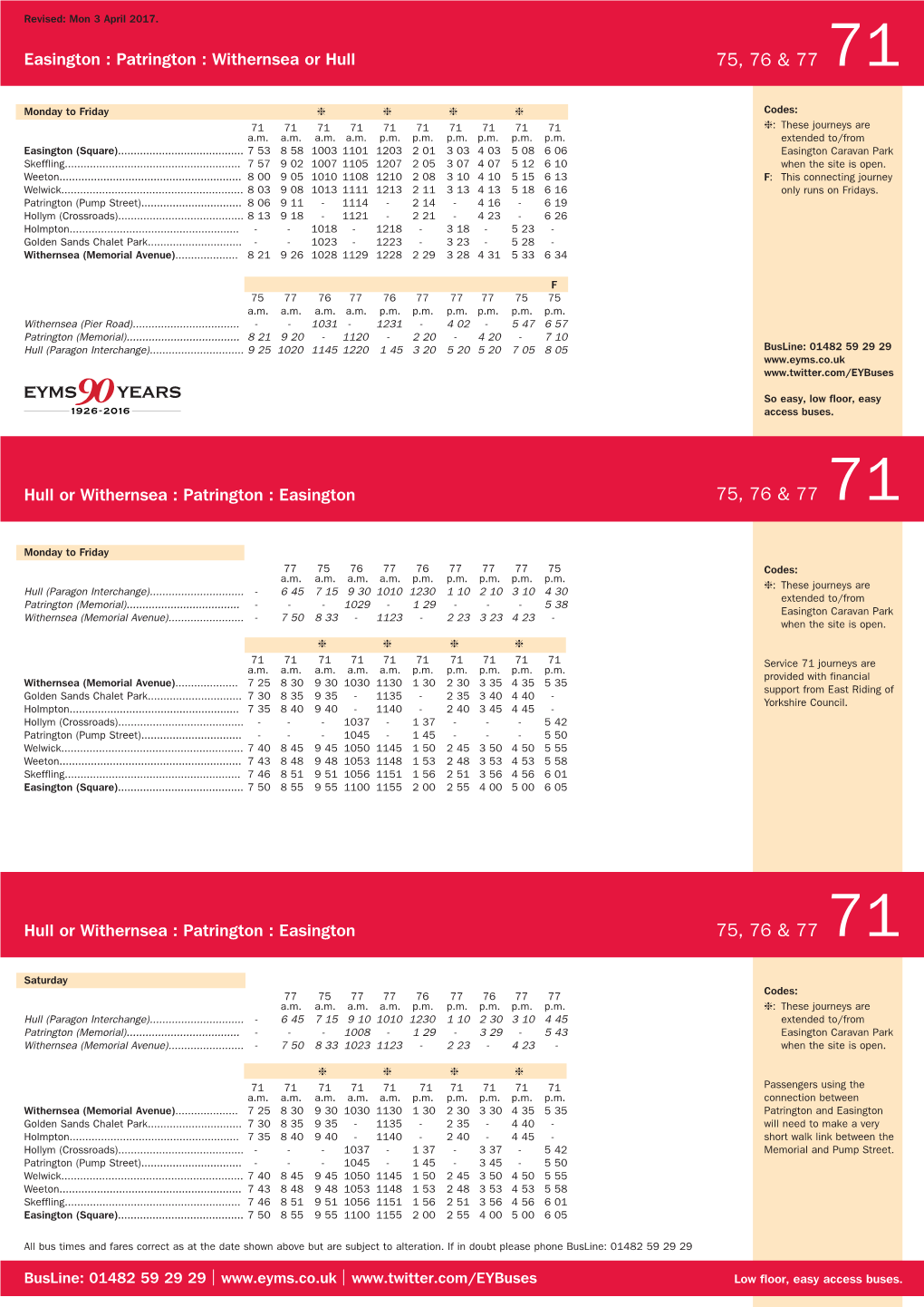 PDF Timetable 71