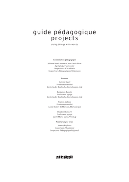 Guide Pédagogique Projects Doing Things with Words