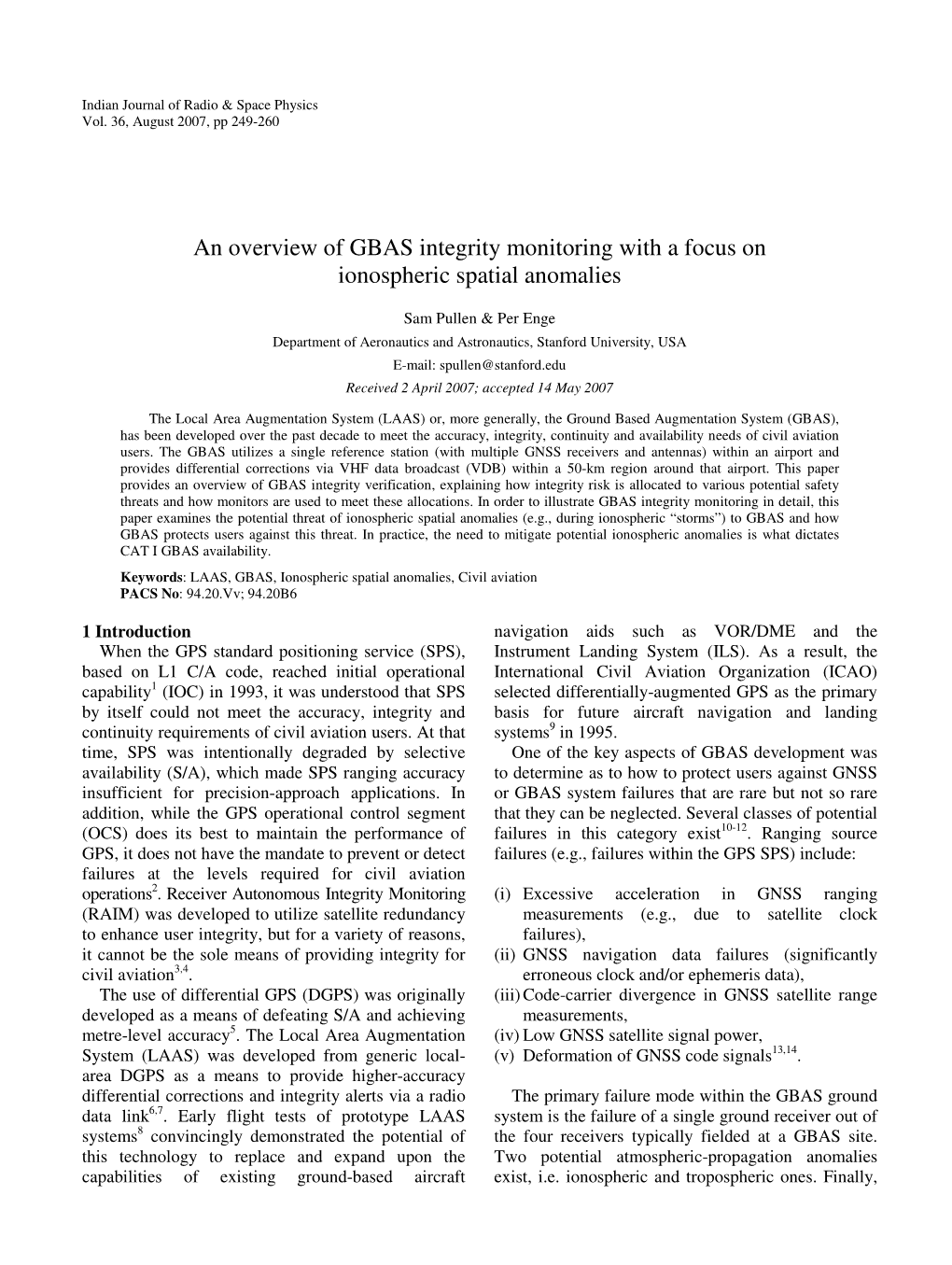 An Overview of GBAS Integrity Monitoring with a Focus on Ionospheric Spatial Anomalies