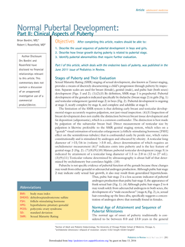 Normal Pubertal Development