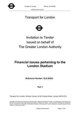Transport for London Invitation to Tender Issued On