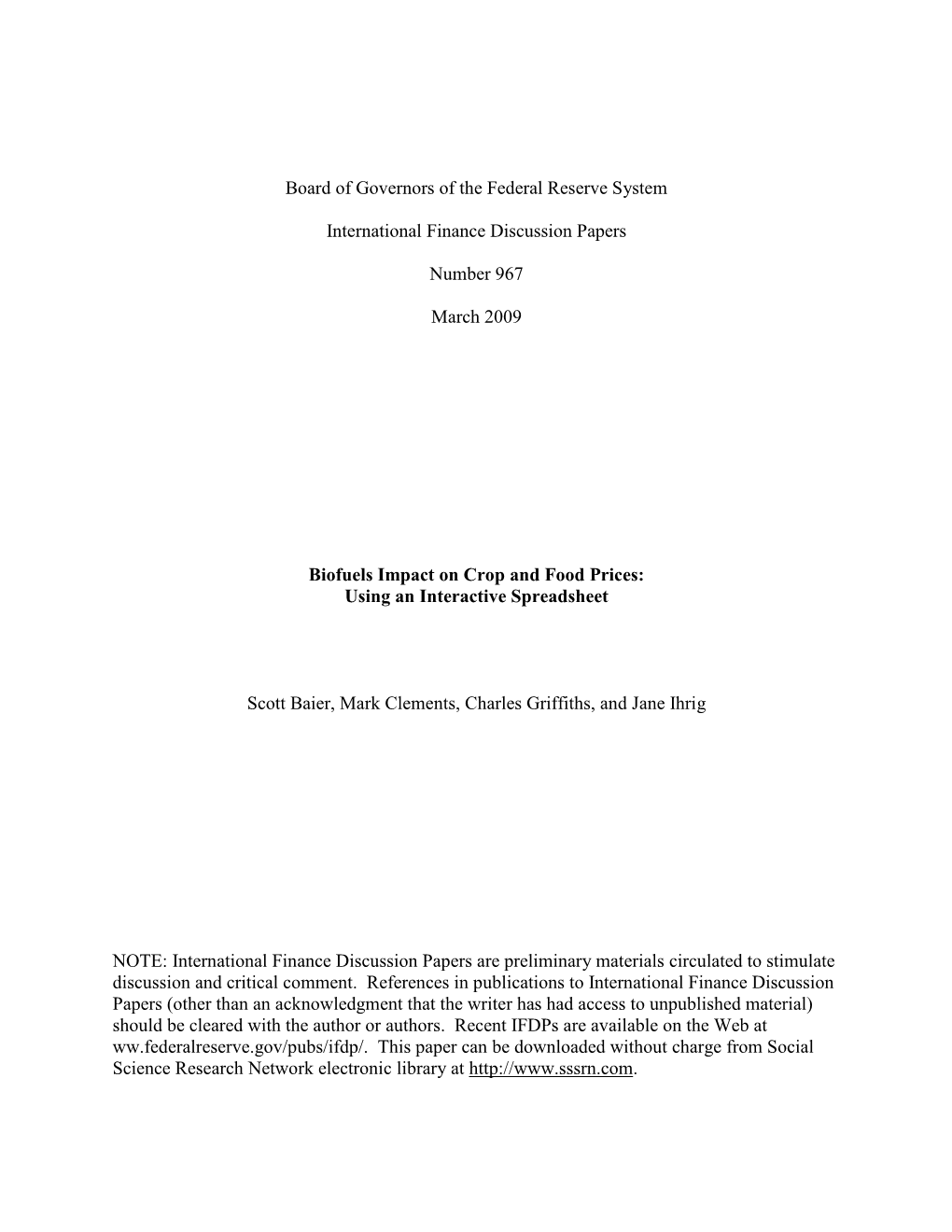 Biofuels Impact on Crop and Food Prices: Using an Interactive Spreadsheet