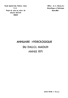 Annuaire Hydrologique Du Dallol Maouri, Année 1971
