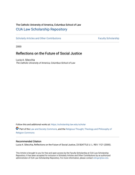 Reflections on the Future of Social Justice