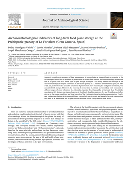 Archaeoentomological Indicators of Long-Term Food Plant Storage at the Prehispanic Granary of La Fortaleza (Gran Canaria, Spain)