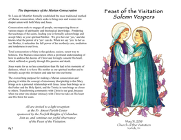 Solemn Vespers Deeper Union with Both Mary and Jesus