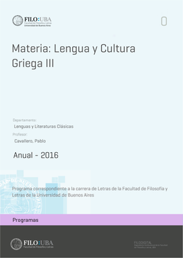 Lengua Y Cultura Griega III