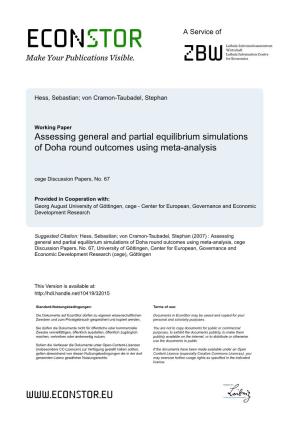 Assessing General and Partial Equilibrium Simulations of Doha Round Outcomes Using Meta-Analysis