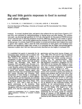 Big and Little Gastrin Responses to Food in Normal and Ulcer Subjects