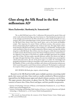 Glass Along the Silk Road in the First Millennium AD1