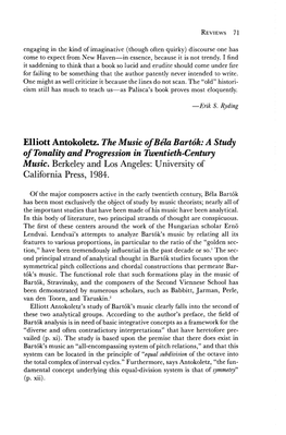 Elliott Antokoletz. the Music of Bela Bartok