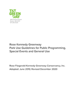 Park Use Guidelines for Public Programming, Special Events and General Use