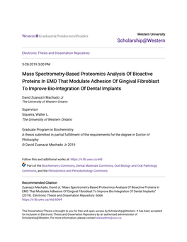Mass Spectrometry-Based Proteomics Analysis of Bioactive Proteins in EMD That Modulate Adhesion of Gingival Fibroblast to Improve Bio-Integration of Dental Implants