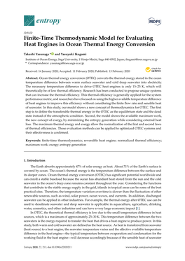 Finite-Time Thermodynamic Model for Evaluating Heat Engines in Ocean Thermal Energy Conversion