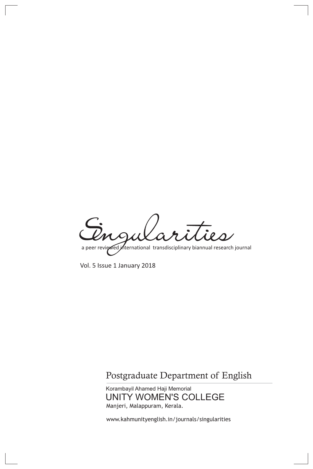 Postgraduate Department of English
