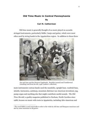 Old Time Music in Central Pennsylvania By