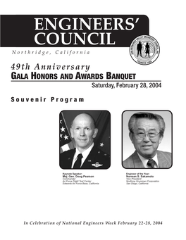 Northridge, California 49Th Anniversary GALA HONORS and AWARDS BANQUET Saturday, February 28, 2004