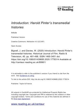 Harold Pinter's Transmedial Histories