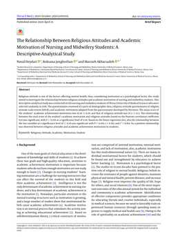 The Relationship Between Religious Attitudes and Academic Motivation of Nursing and Midwifery Students: a Descriptive-Analytical Study