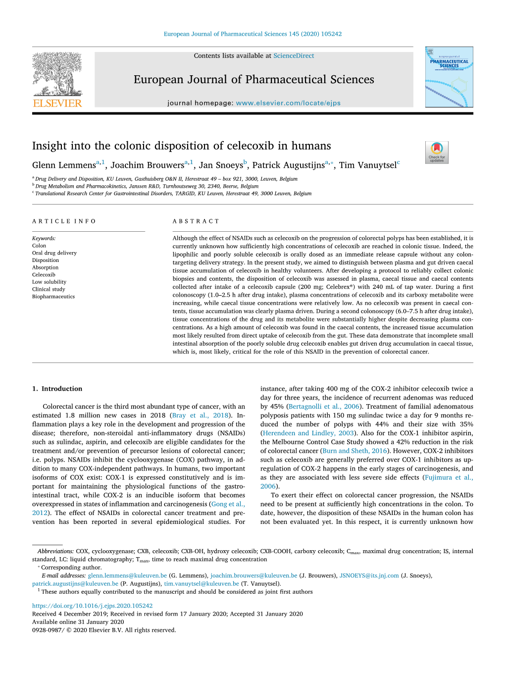 Insight Into the Colonic Disposition of Celecoxib in Humans