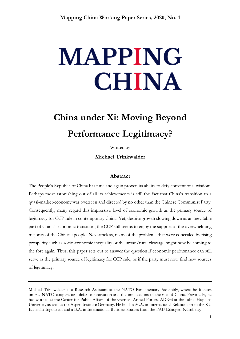 China Under Xi: Moving Beyond Performance Legitimacy?