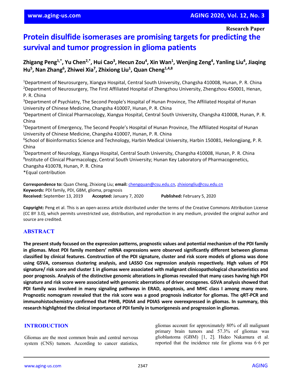 Protein Disulfide Isomerases Are Promising Targets for Predicting the Survival and Tumor Progression in Glioma Patients