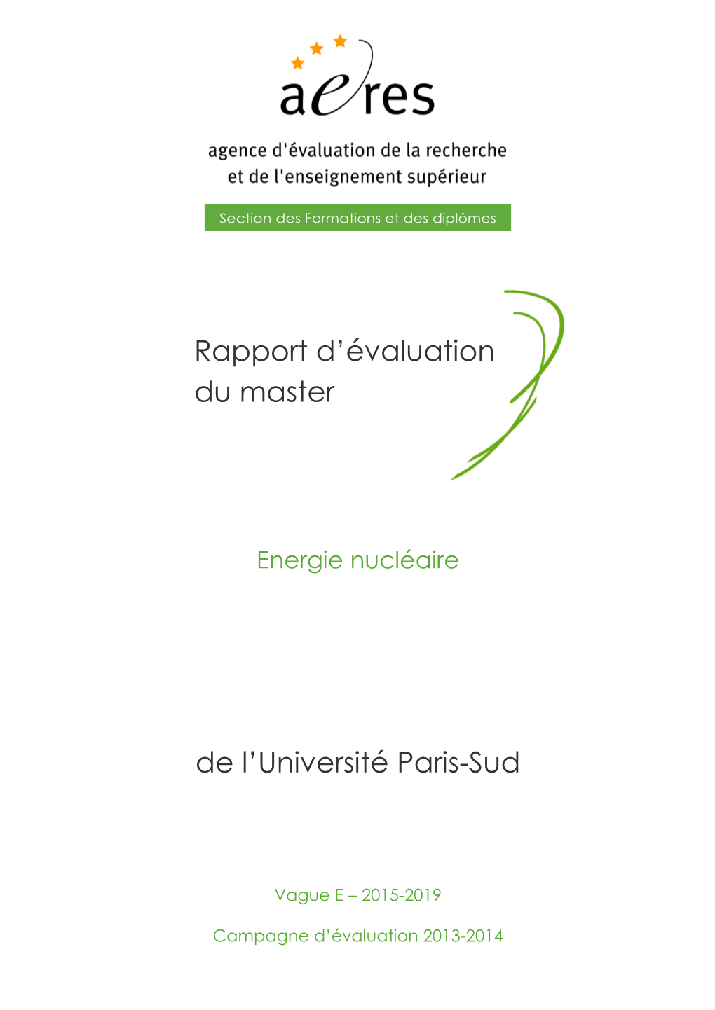 Evaluation Du Master Energie Nucléaire De L'université Paris-Sud