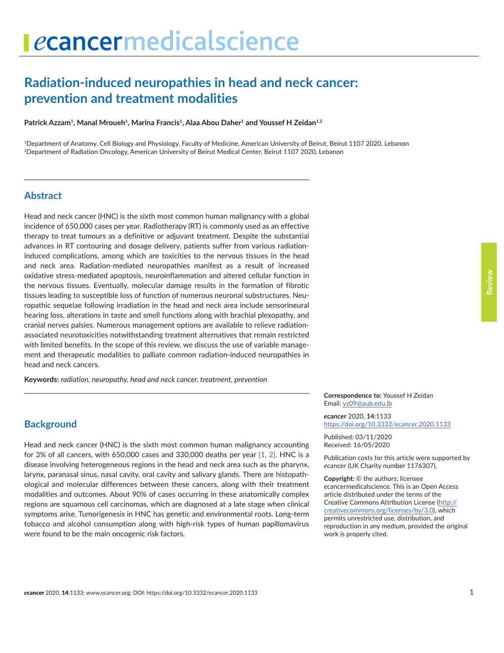 Radiation-Induced Neuropathies in Head and Neck Cancer: Prevention and Treatment Modalities