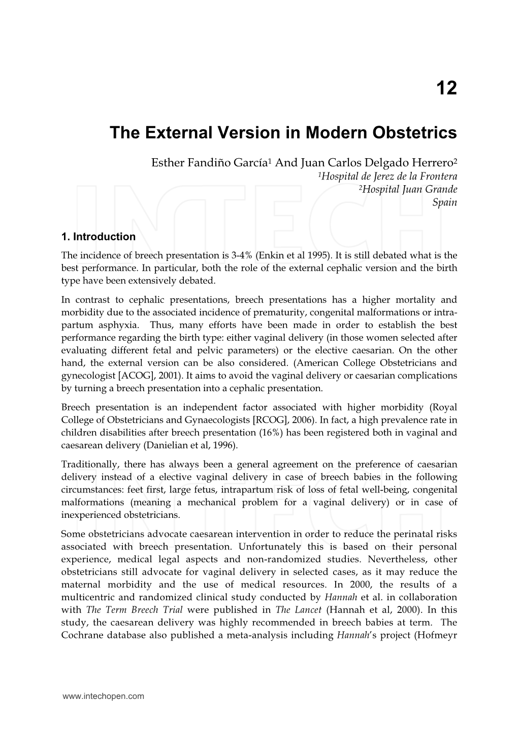 The External Version in Modern Obstetrics