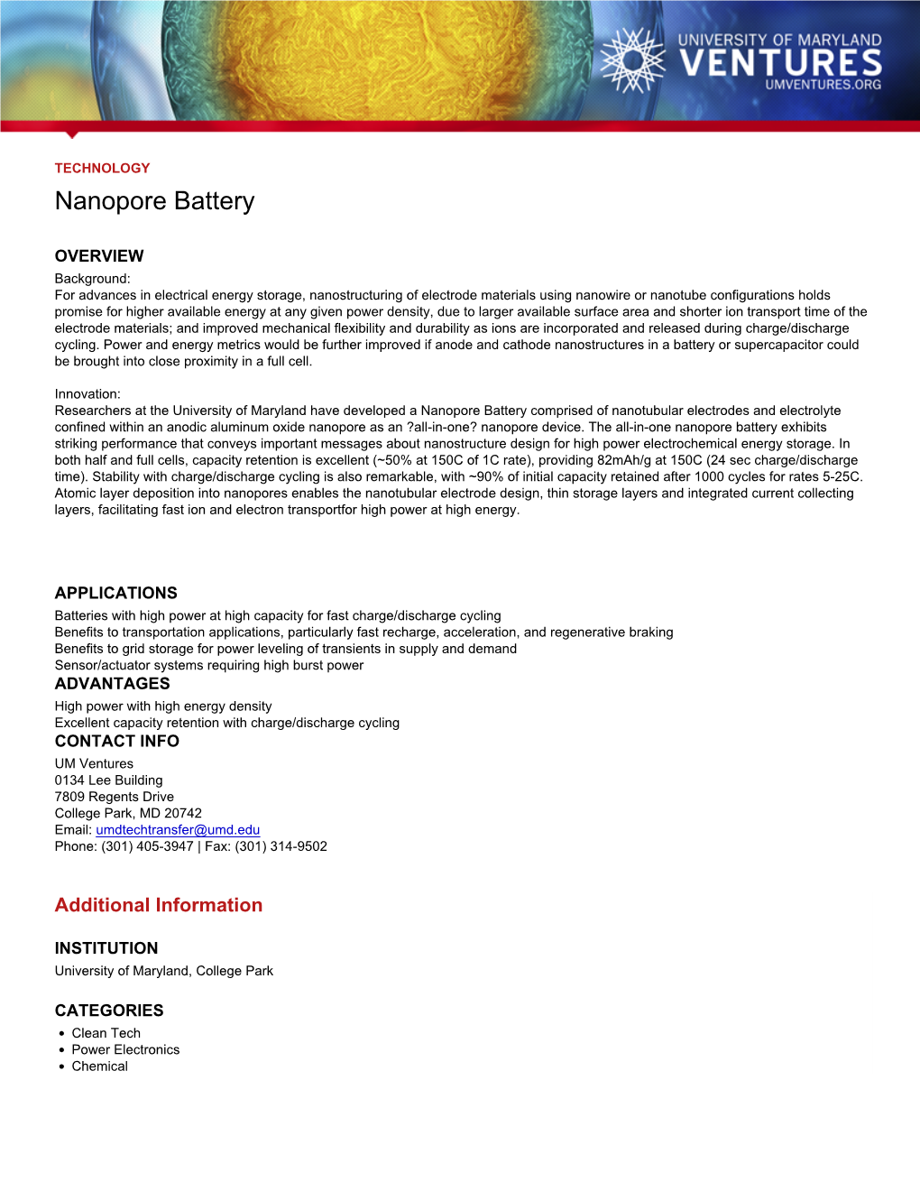 Nanopore Battery
