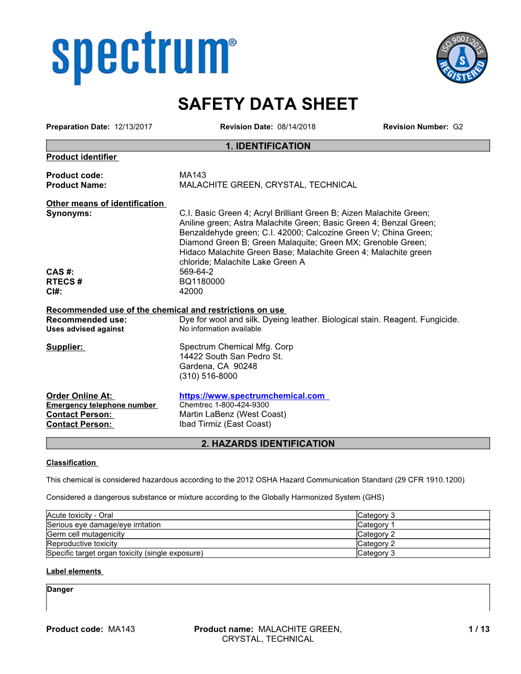 Safety Data Sheet