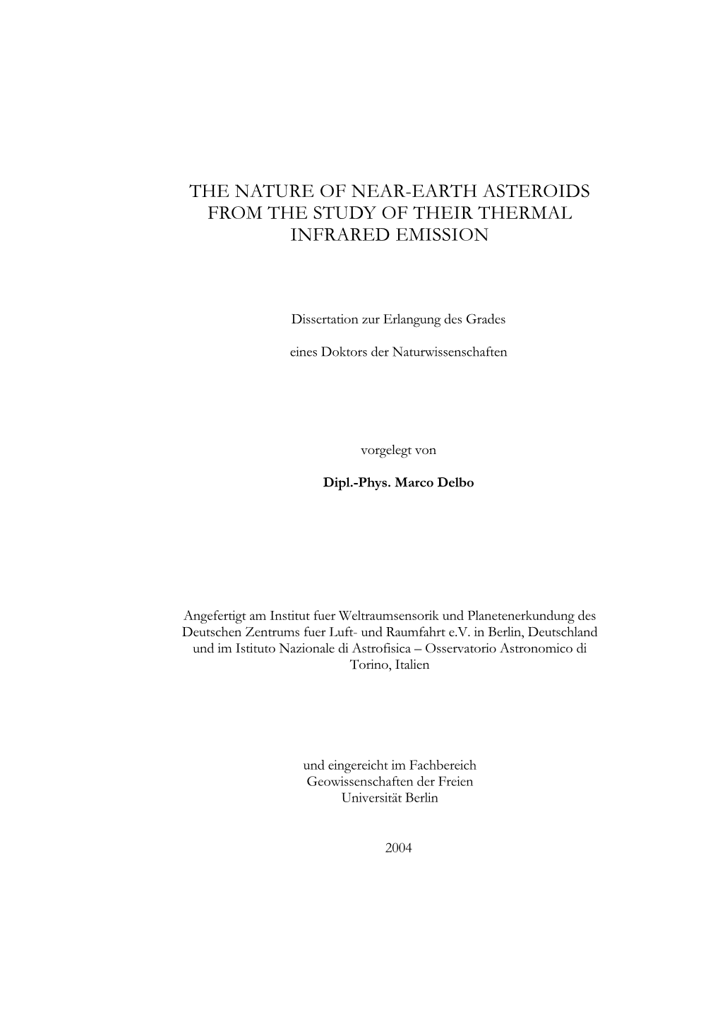 The Nature of Near-Earth Asteroids from the Study of Their Thermal Infrared Emission