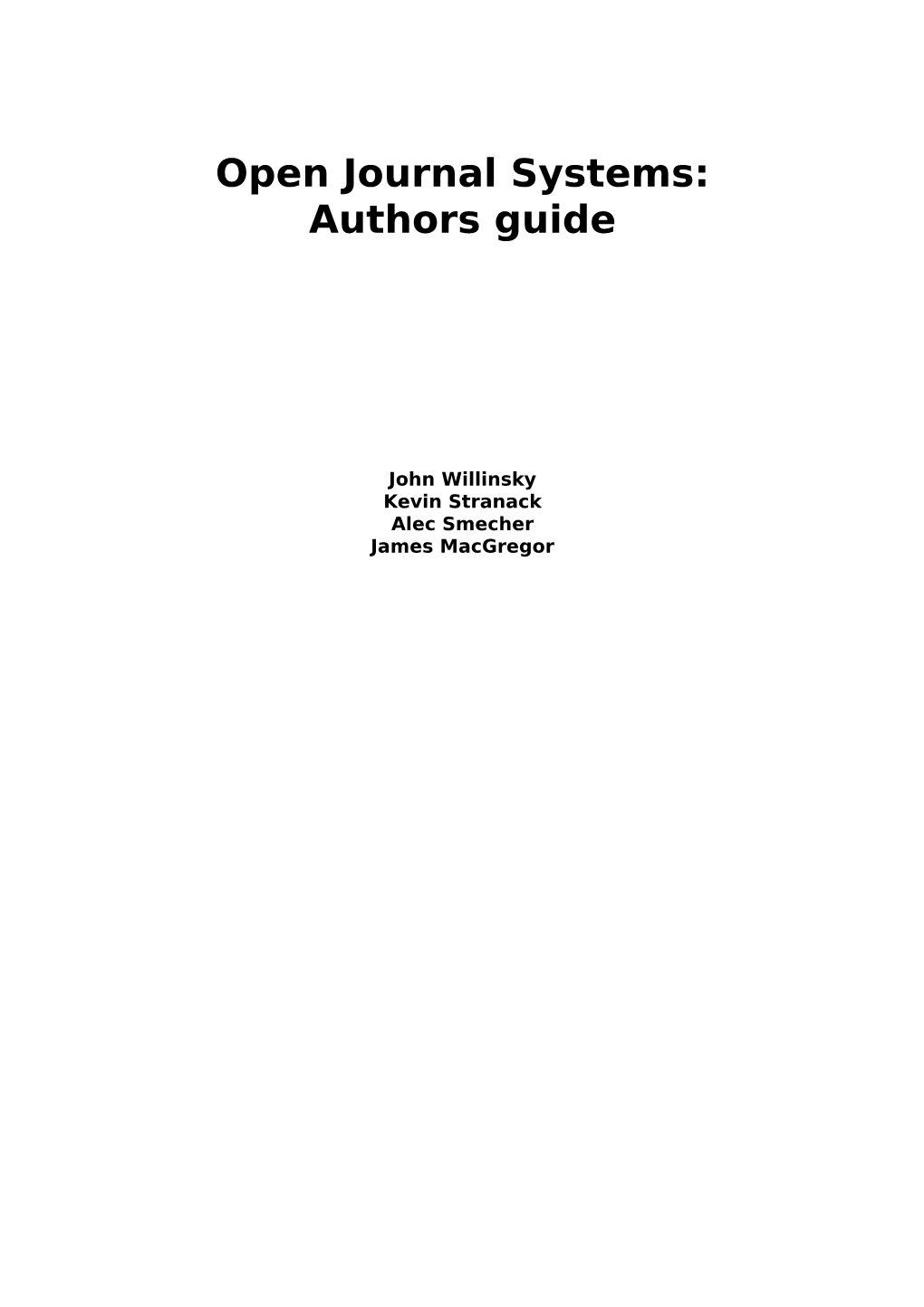 Open Journal Systems: Authors Guide