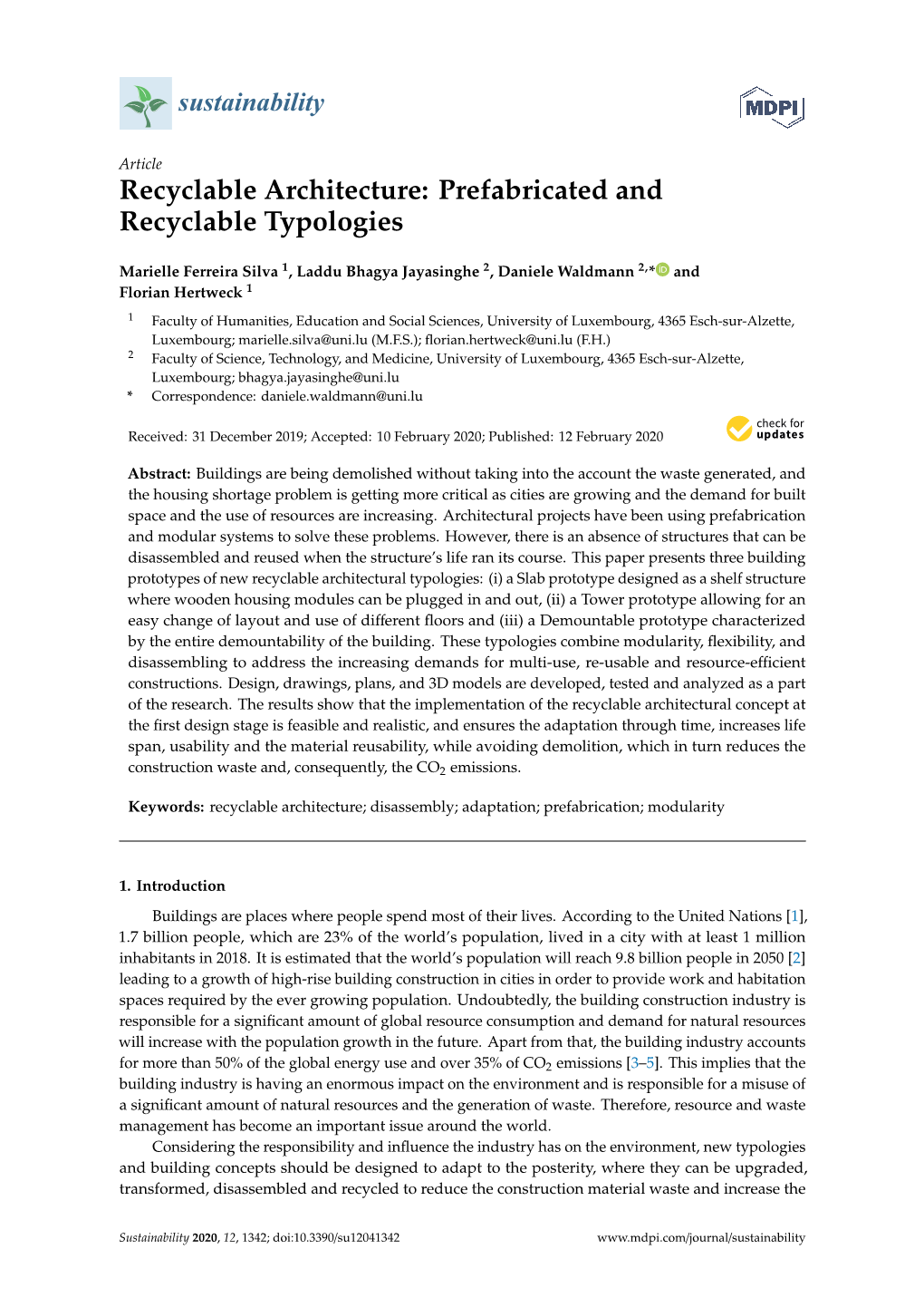 Recyclable Architecture: Prefabricated and Recyclable Typologies