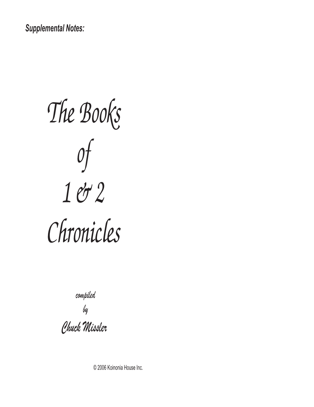 The Books of 1 & 2 Chronicles