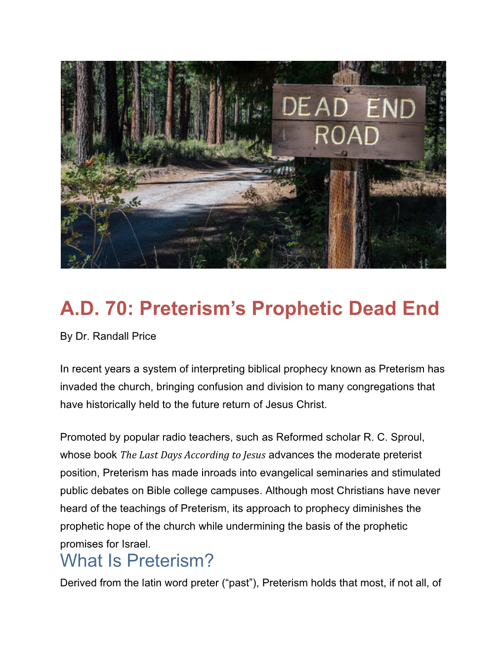 Preterism's Prophetic Dead