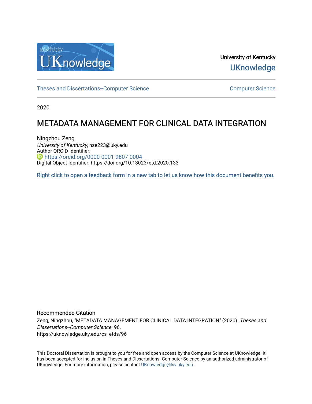 Metadata Management for Clinical Data Integration