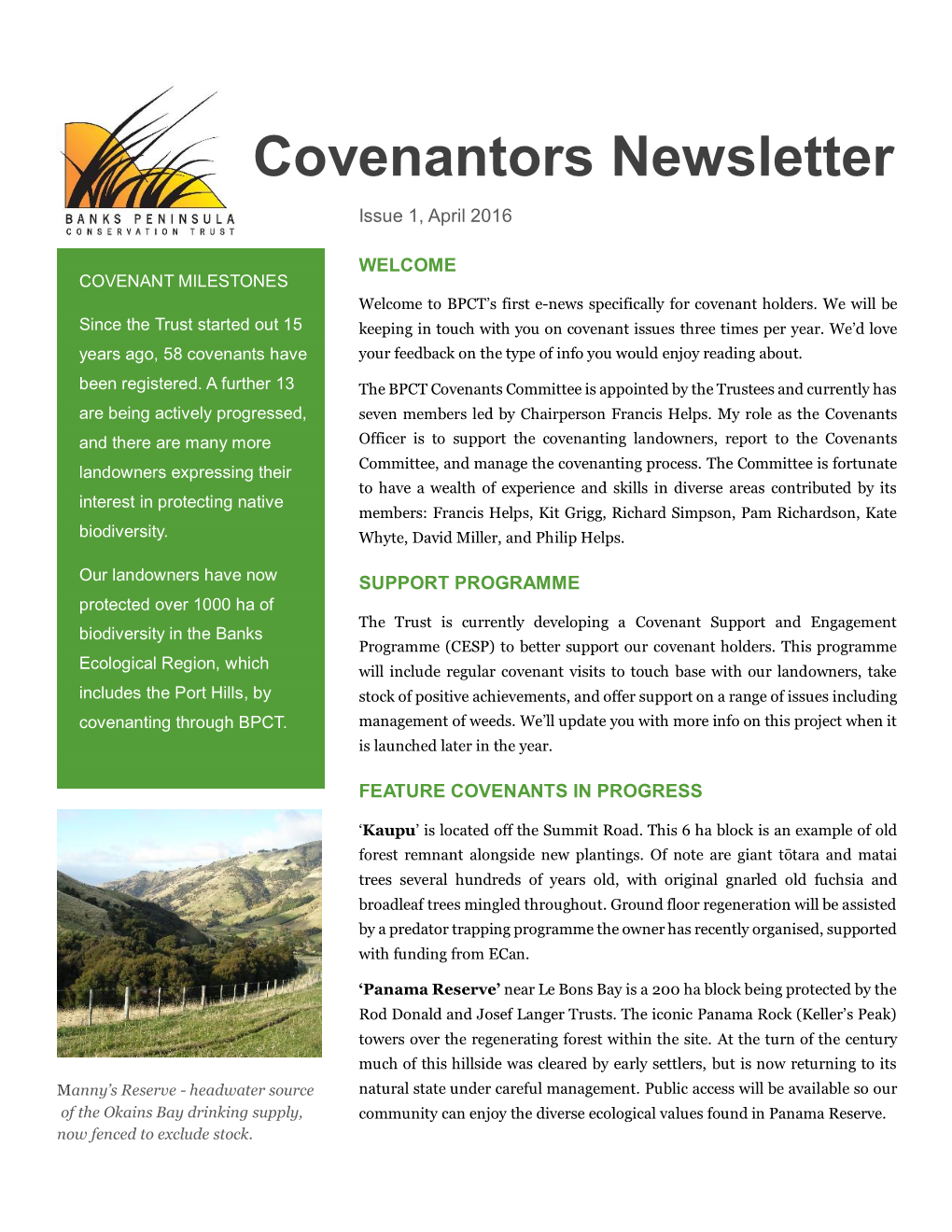 Covenantors Newsletter